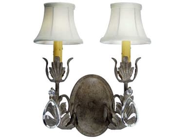 Meyda Esther 14" Tall 2-Light Pate Gray Crystal Wall Sconce MY117353