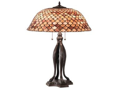 Meyda Fishscale Glass Tiffany Mahogany Bronze Buffet Lamp MY230385