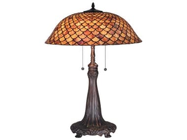Meyda Fishscale Glass Tiffany Mahogany Bronze Buffet Lamp MY74040