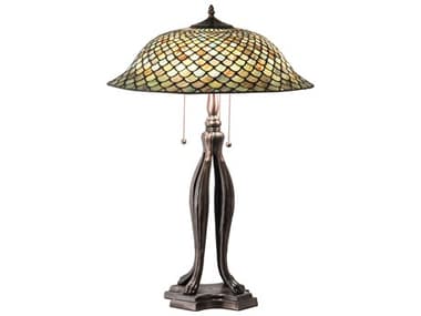 Meyda Fishscale Glass Tiffany Mahogany Bronze Buffet Lamp MY98134