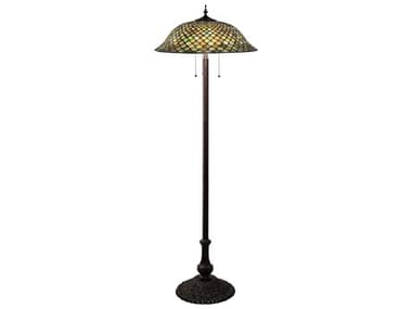 Meyda Fishscale Glass Tiffany 62" Tall Mahogany Bronze Floor Lamp MY71245