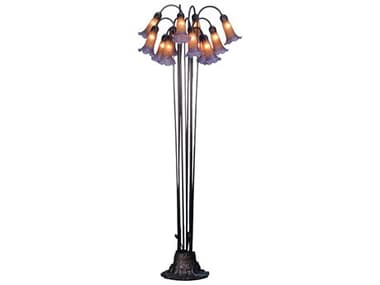 Meyda Pond Lily Amber & Purple Floor Lamp MY15946