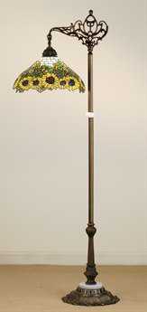 Meyda Wild Sunflower Bridge Arm 61" Tall Bronze Tiffany Floor Lamp MY65834