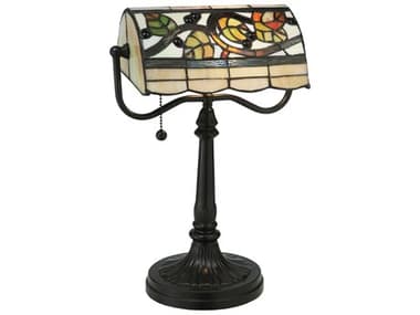 Meyda Vineyard Banker's Brown Tiffany Table Lamp MY130760