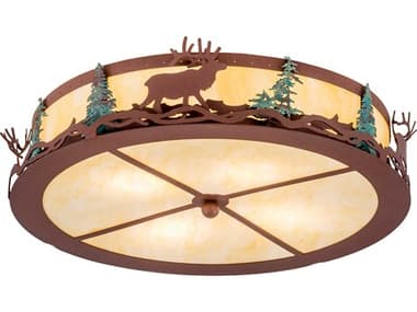 Meyda 6-Light Brown Glass Drum Flush Mount MY193545