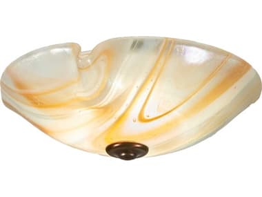 Meyda Baroque 16" 1-Light White Peach Yellow Glass LED Bowl Flush Mount MY205072
