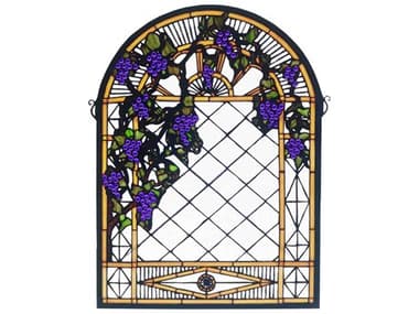 Meyda Grape Diamond Trellis Stained Glass Window MY38656