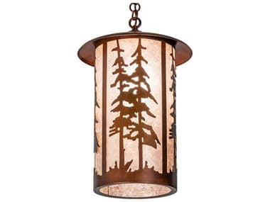 Meyda Fulton 14" 1-Light Vintage Copper Cylinder Lantern Pendant MY230733