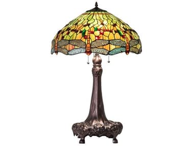 Meyda Hanginghead Dragonfly Glass Tiffany Mahogany Bronze Buffet Lamp MY101830