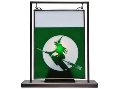 Meyda Witch On Broom Etched Lighted Mini Tabletop Window MY106244