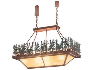 Meyda 4 Copper Glass Island Pendant MY181807