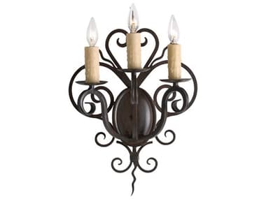 Meyda Kenneth 21" Tall 3-Light Rustic Iron Brown Wall Sconce MY120138