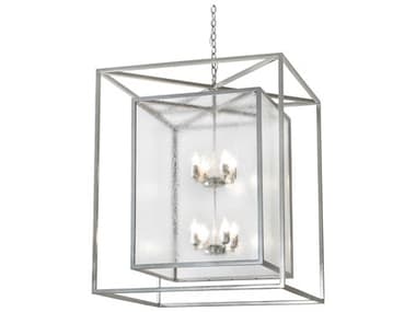 Meyda Kitzi Box 34" Wide 8-Light Nickel Glass Candelabra Geometric Tiered Chandelier MY226415