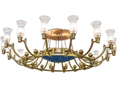 Meyda Kahe 168" Wide 32-Light Brass Glass Bell Chandelier MY191799