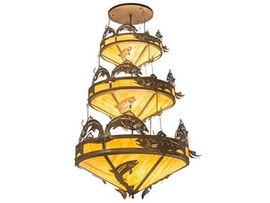 Meyda Catch Of The Day 58" Wide 18-Light Copper Tiered Chandelier MY195815