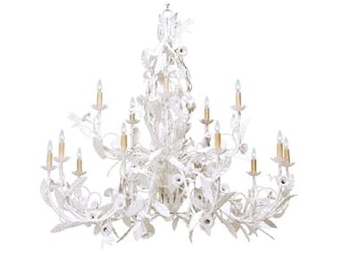 Meyda Le Printemps 60" Wide 15-Light Tuscan Ivory White Crystal Candelabra Chandelier MY120409