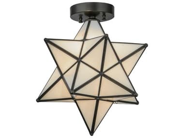 Meyda Moravian Star 12" 1-Light Bronze Glass Flush Mount MY148882