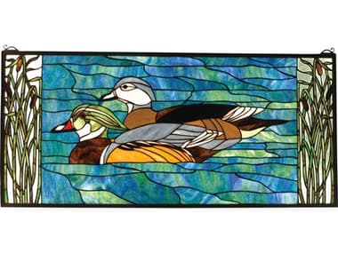 Meyda Wood Ducks Stained Glass Window MY77712