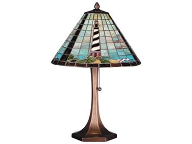 Meyda Cape Hatteras Lighthouse Bronze Tiffany Table Lamp MY69409