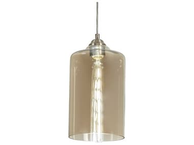 Meyda Mersch 7" 1-Light Brushed Nickel Glass Cylinder Lantern Mini Pendant MY210549