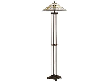 Meyda Arrowhead Mission 63" Tall Bronze Tiffany Floor Lamp MY31240