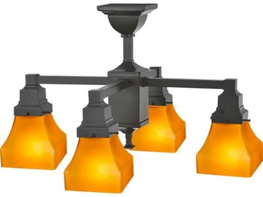 Meyda Bungalow Frosted Amber 4-light 24'' Wide Mini-Chandelier MY108063