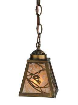 Meyda Whispering Pines 7" 1-Light Copper Lantern Mini Pendant MY147452