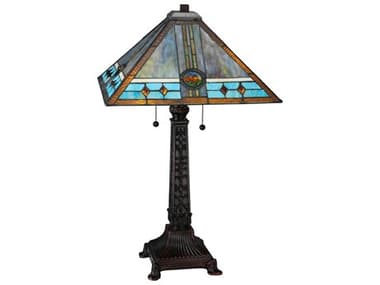 Meyda Mission Rose Brown Tiffany Table Lamp MY138776