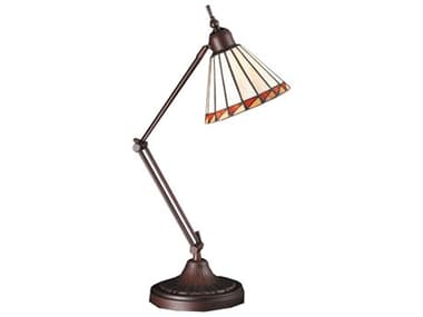 Meyda Prairie Mission Adjustable Beige Brown Tiffany Table Lamp MY65946