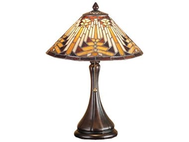 Meyda Nuevo Mission Accent Bronze Tiffany Table Lamp MY66225