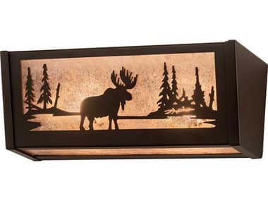 Meyda Moose At Lake 16" Wide 2-Light Oil Rubbed Bronze Silver Vanity Light MY205094