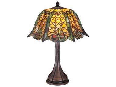 Meyda Duffner & Kimberly Shell Diamond Brown Tiffany Table Lamp MY19876