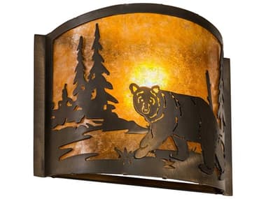 Meyda Lone Bear 9" Tall 1-Light Antique Copper Brown Wall Sconce MY174065