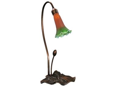 Meyda Pond Lily Amber & Green Accent Table Lamp MY12386