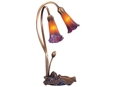 Meyda Pond Lily Amber & Purple Accent Table Lamp MY13008