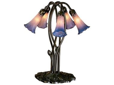 Meyda Pond Lily Pink & Blue Accent Table Lamp MY15856