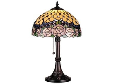 Meyda Jeweled Rose Brown Tiffany Table Lamp MY82304