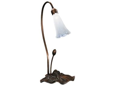Meyda Pond Lily White Accent Bronze Glass Table Lamp MY14043