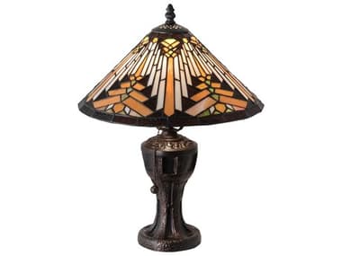 Meyda Nuevo Ii Glass Tiffany Mahogany Bronze Brown Table Lamp MY224111