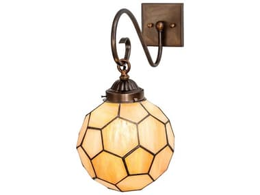 Meyda Pallavolo 19" Tall 1-Light Antique Copper Off White Glass Wall Sconce MY212646