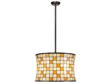 Meyda 4-Light Brown Glass Tiffany Drum Pendant MY113440