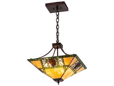 Meyda 4-Light Bronze Glass Tiffany Pendant MY177465