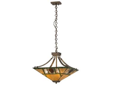 Meyda 4-Light Brass Glass Tiffany Pendant MY181232