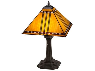 Meyda Prairie Corn Mahogany Bronze Glass Tiffany Table Lamp MY181598