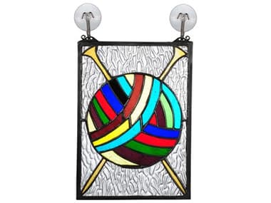 Meyda Ball of Yarn with Needles Stained Glass Window MY72347
