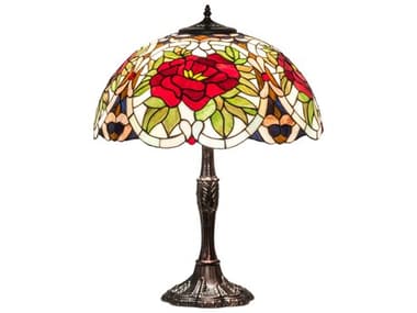 Meyda Renaissance Rose Glass Tiffany Mahogany Bronze Buffet Lamp MY232798