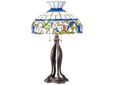 Meyda Rose Vine Glass Tiffany Mahogany Bronze Buffet Lamp MY228803