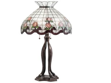 Meyda Roseborder Glass Tiffany Mahogany Bronze Buffet Lamp MY228799