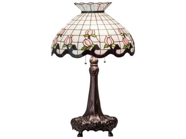 Meyda Roseborder Glass Tiffany Mahogany Bronze Buffet Lamp MY230471
