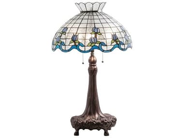 Meyda Roseborder Glass Tiffany Mahogany Bronze Buffet Lamp MY230472
